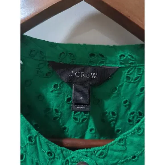 J Crew Green Eyelet Sleeveless Midi Dress - Picture 4 of 5